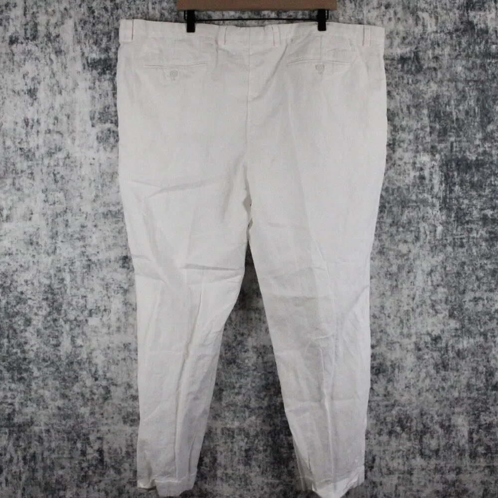 Murano Baird McNutt Linen Pants Mens 46 x 29 Alex Fit White Flat Front Trousers